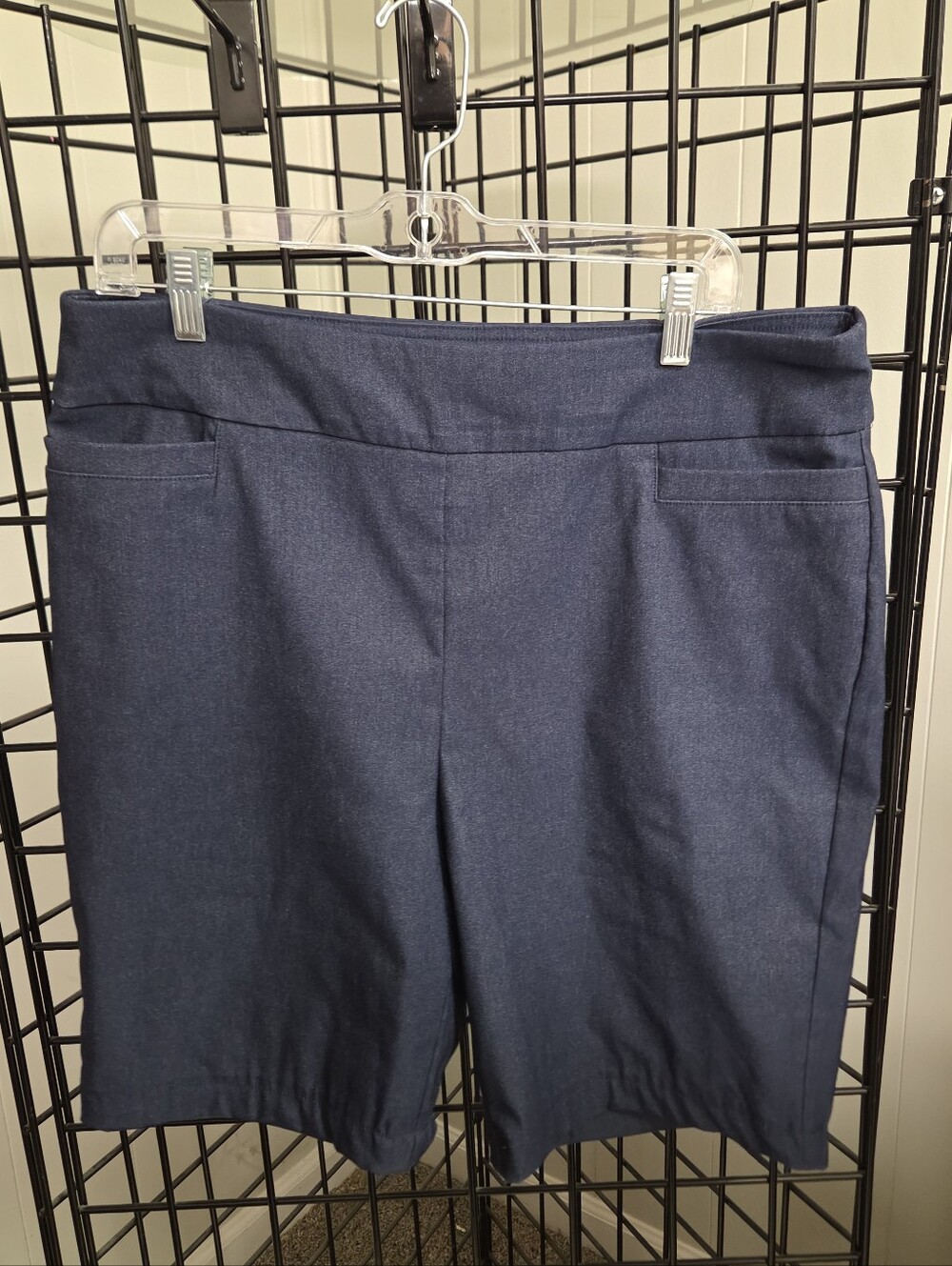 Kim Rogers Super-Stretch Bermuda Shorts Navy Blue 16 Tummy Control